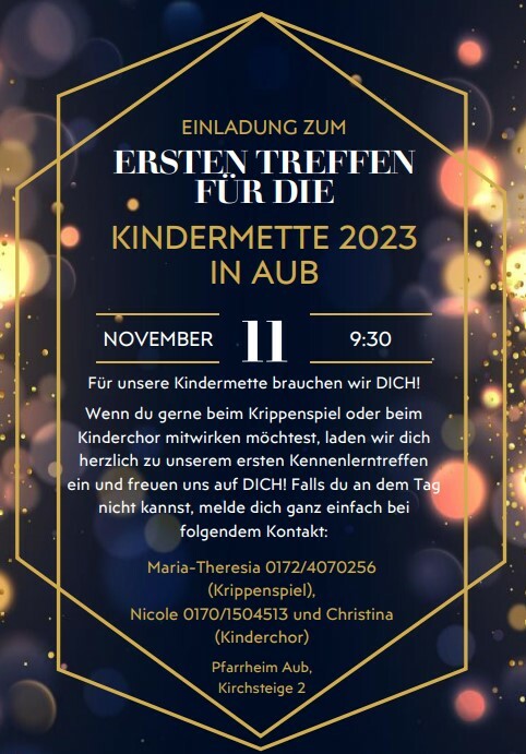 Einladung Kindermette Erstes Treffen