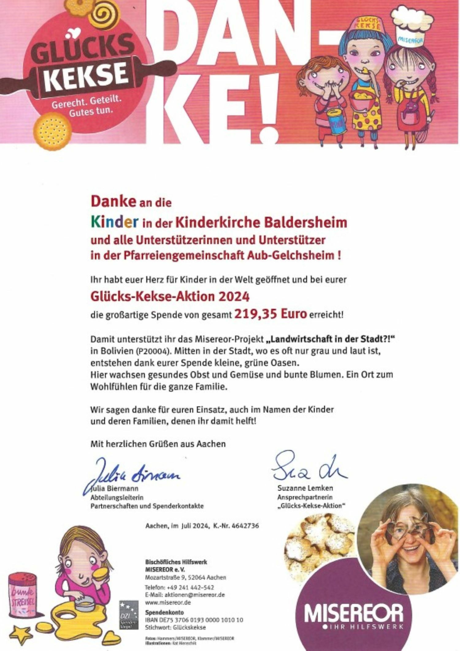 Kiki Glückskekse Danke Misereor