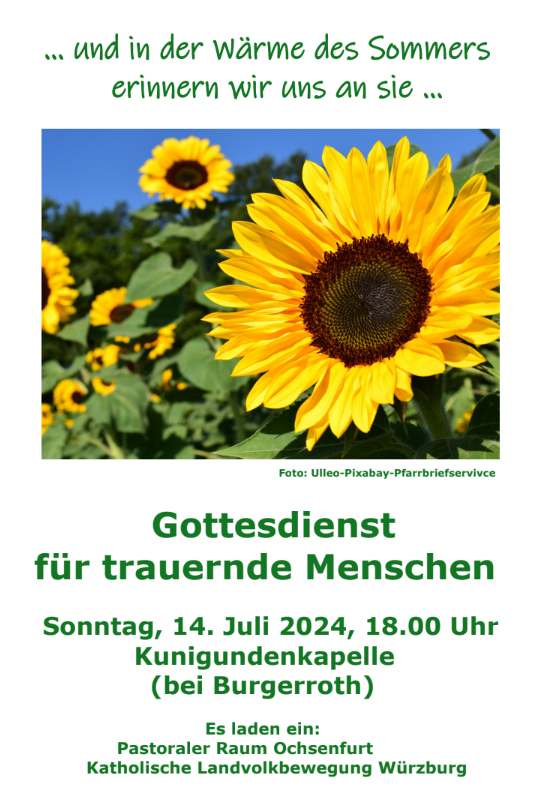 Gottesdienst trauernde Menschen Flyer